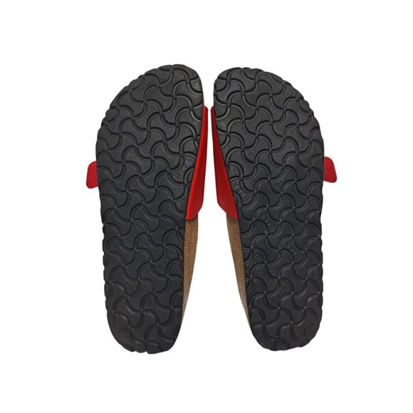 Birkenstock Madrid Womens Size 7 Sandal Red Black Buckle Slide Adjustable Birkis - Picture 9 of 9